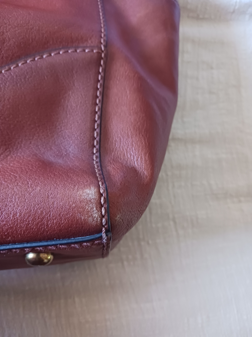 LAST CALL Frye Chestnut Brown Leather Satchel Tote - Picture 6 of 15